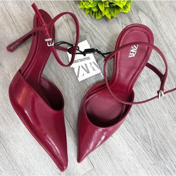 ZARA Red Pointed Toe Slingback Heels NWT | Sizes 7.5, 9, 10 - Picture 5 of 16